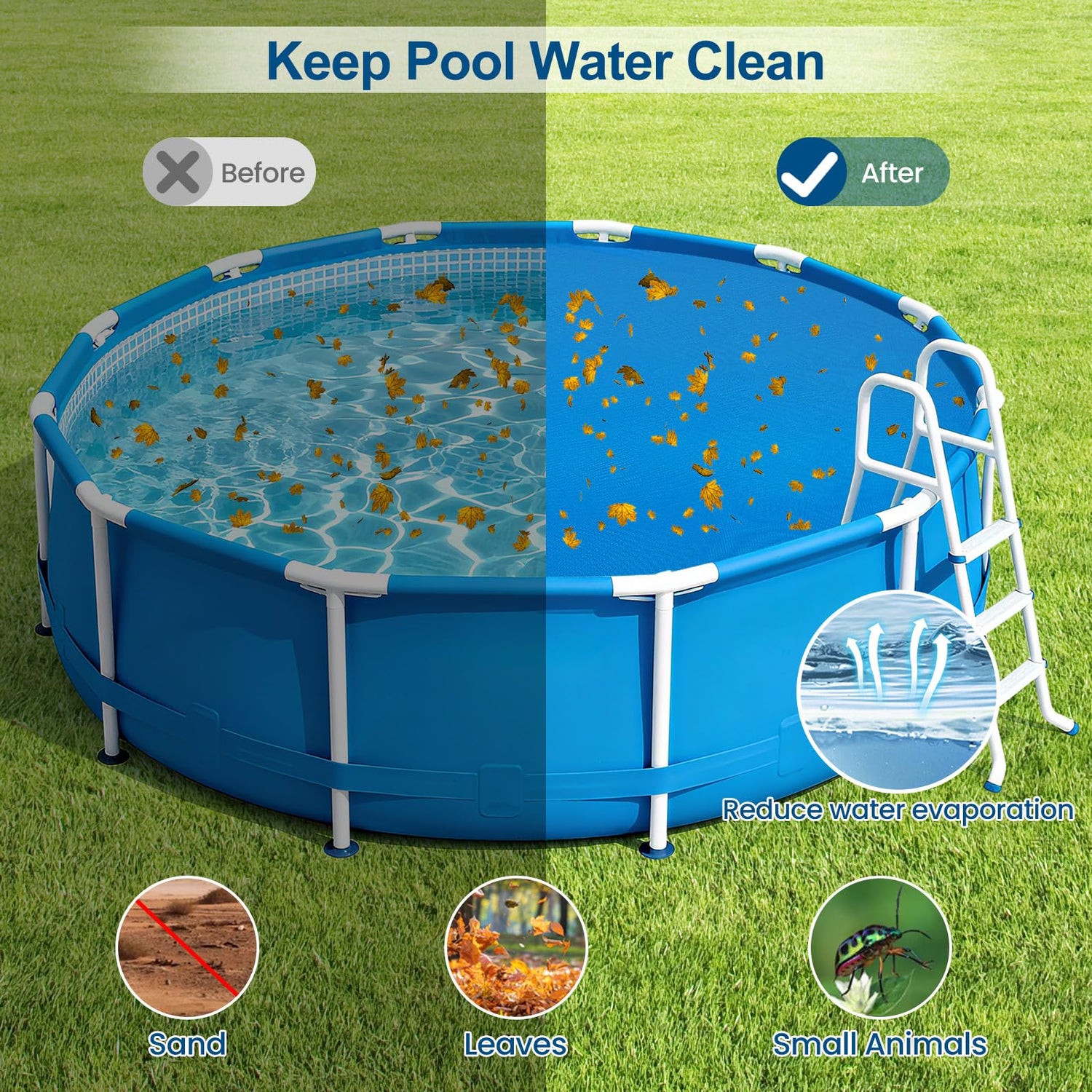 GYMAX Solar Pool Cover 12-mil Round Inground/Above Ground Pool Cover