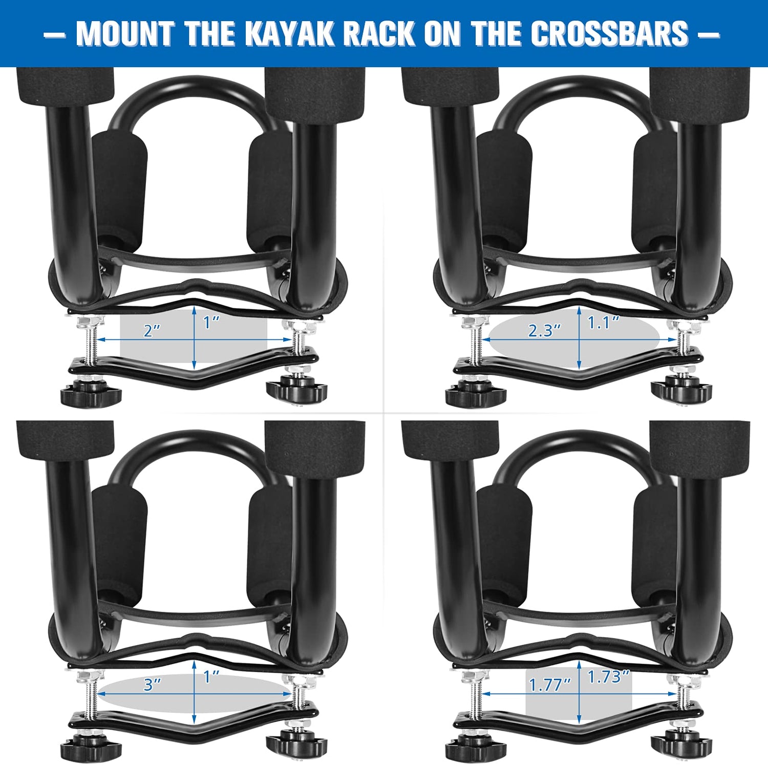 GYMAX 2Pairs Universal Kayak Roof Rack, J-Bar Roof Top Carrier with Straps
