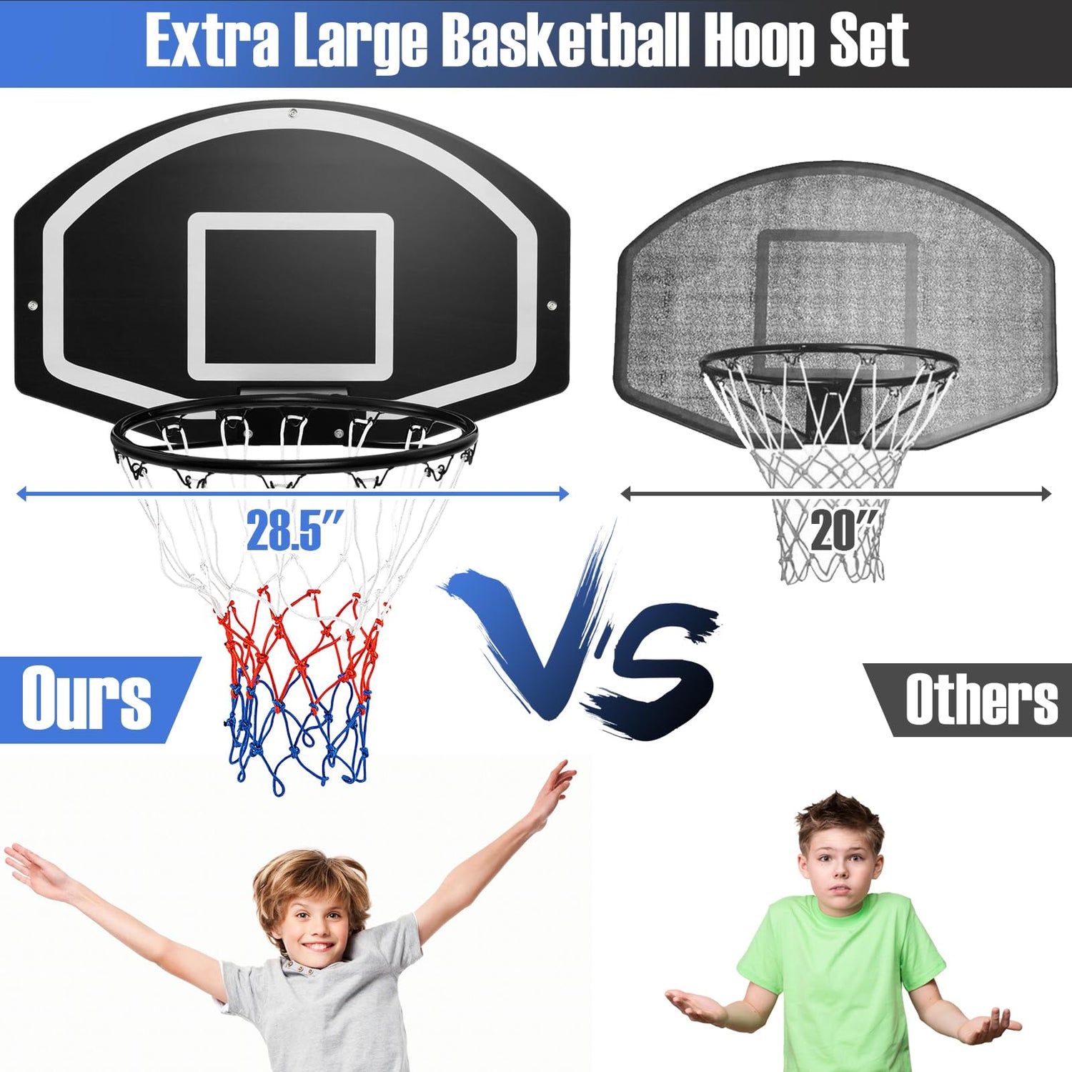GYMAX Mini Basketball Hoop, Wall Mounted Basketball Hoop with Large Shatterproof Backboard