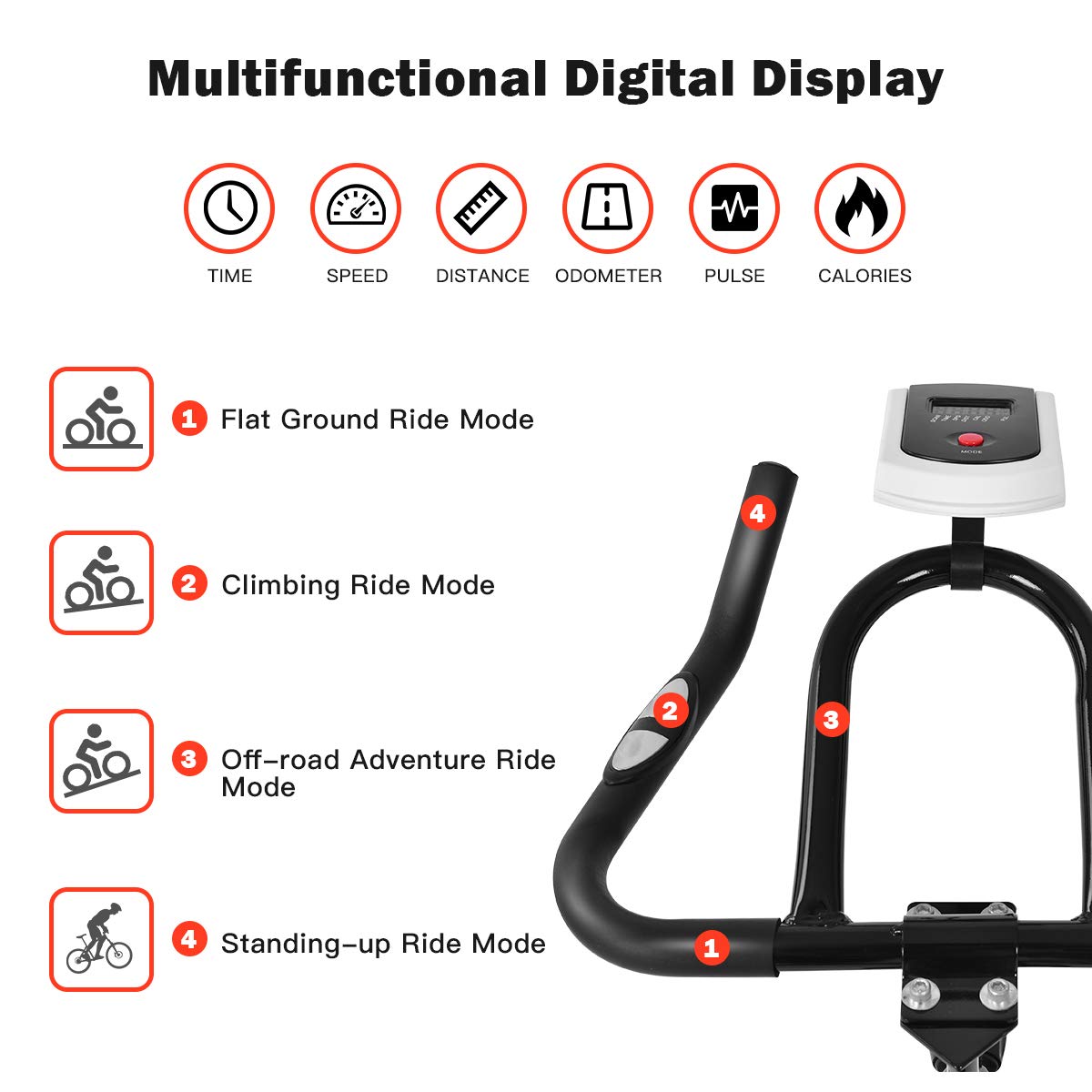 GYMAX Stationary Bike, Indoor Cycling Bike with LCD Monitor & Heart Sensor, Adjustable Resistance