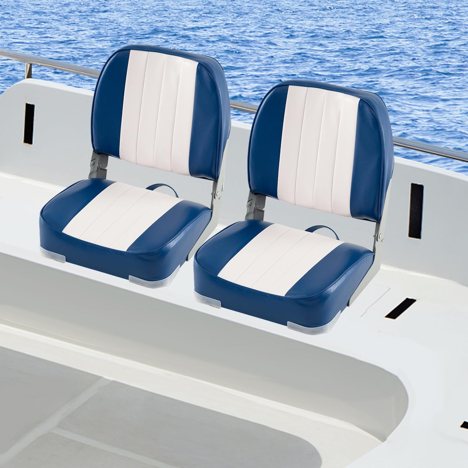 GYMAX Boat Seats Folding Low/High Back Boat Seats with Stainless Steel Screw Included