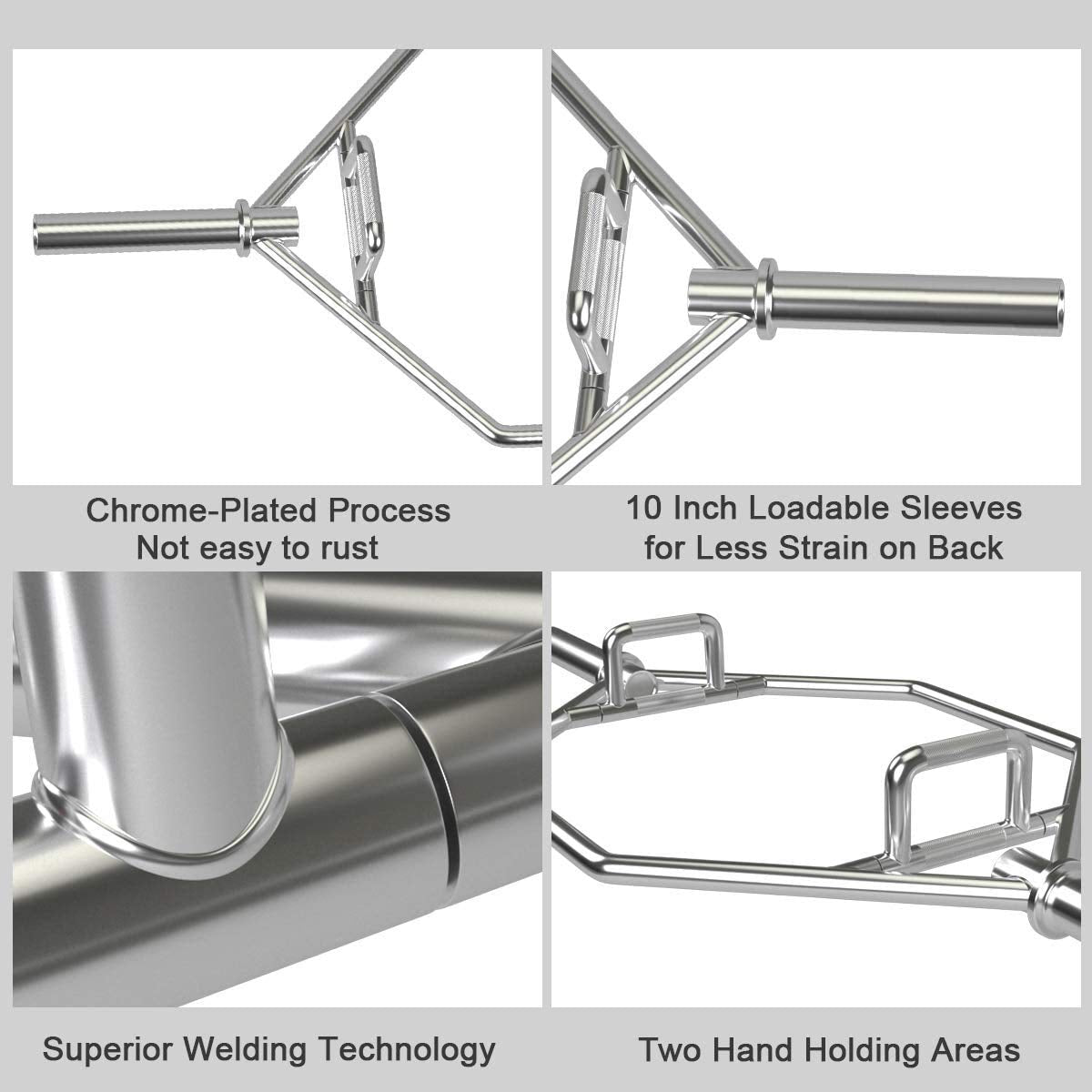 GYMAX Olympic Folding Trap Bar - 56" Chrome Hex Weight Lifting Bar for Squats