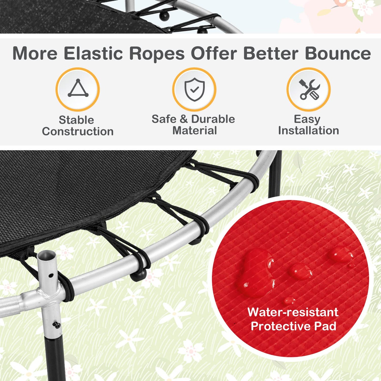 GYMAX Toddler Trampoline, 55” Trampoline for Kids with Bottom-to-Top All-Round Enclosure Net & Seamless Jumping Mat