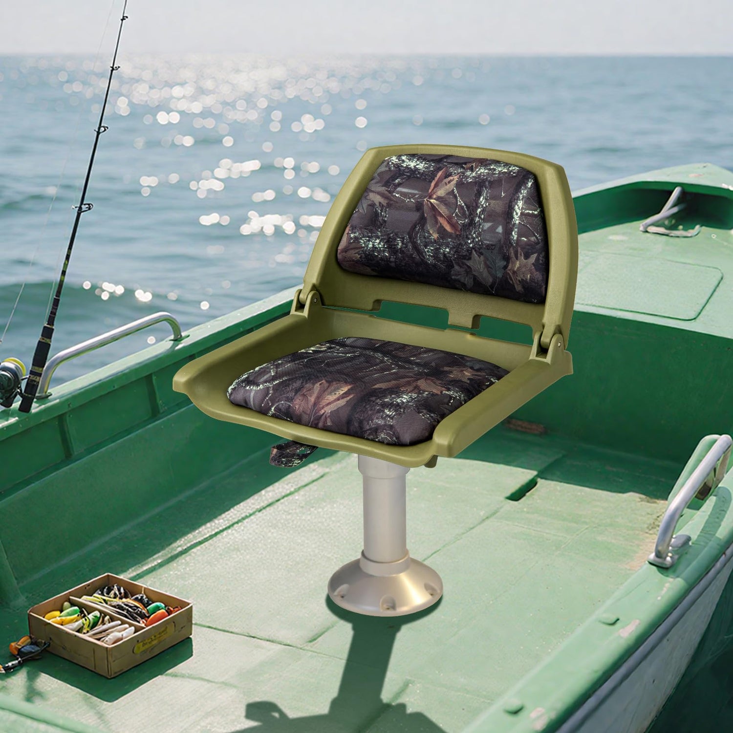 GYMAX Boat Seats 1/2 Pack Folding Low Back Fishing Boat Seat