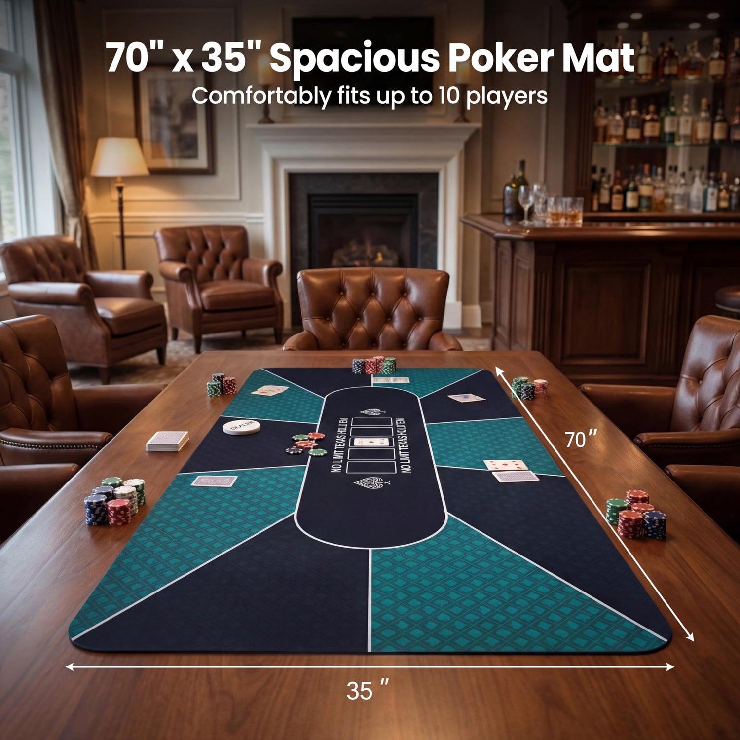 GYMAX Poker Table Top 70" x 35" Texas Hold'em Poker Mat with Carrying Bag