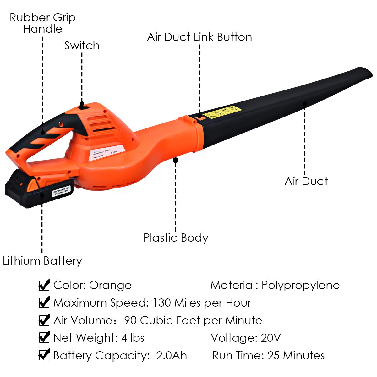 Cordless Sweeper of Lightweight & Multi-Purpose Use with Ergonomic Grip