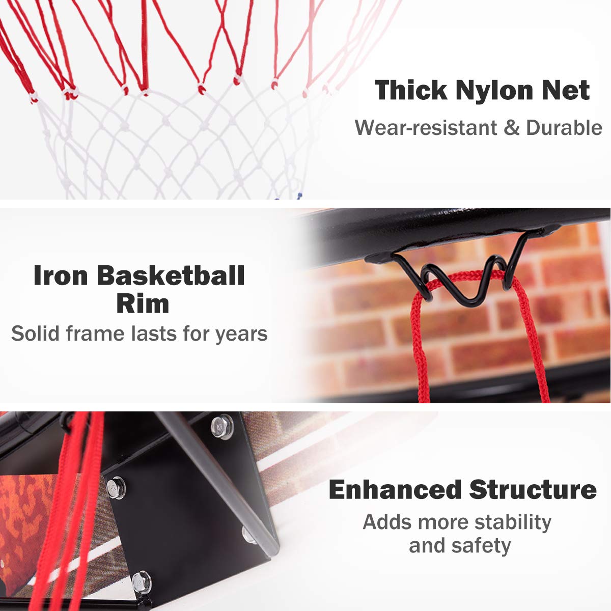 GYMAX Mini Basketball Hoop, 29" x 20" Wall Mounted Hoop with Spare Net