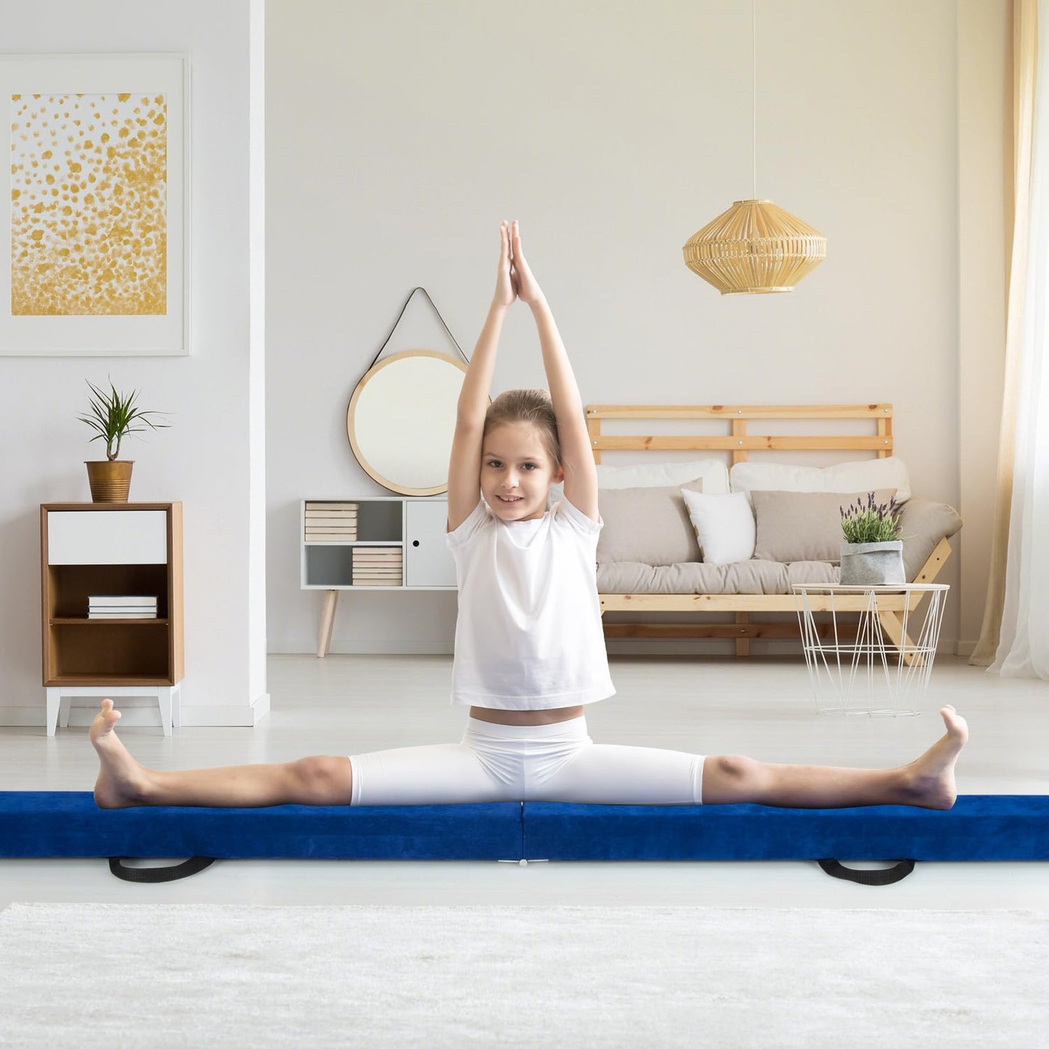 GYMAX 9 FT Folding Balance Beam Portable Foam Gymnastic Beam