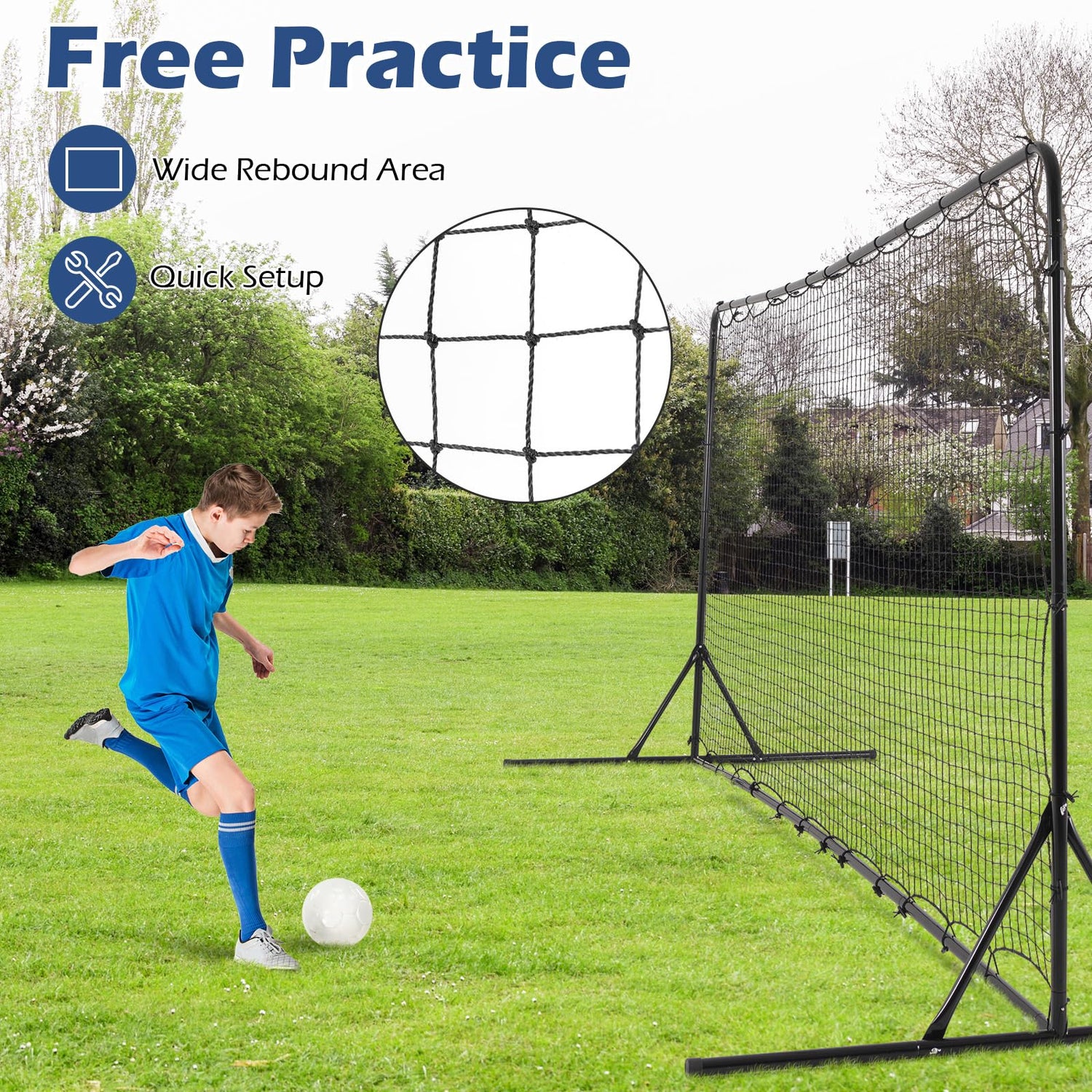 GYMAX Soccer Rebounder Net, 12' x 6' Soccer Equipment Set with All Weather Net, 6 Ground Stakes & Carrying Bag