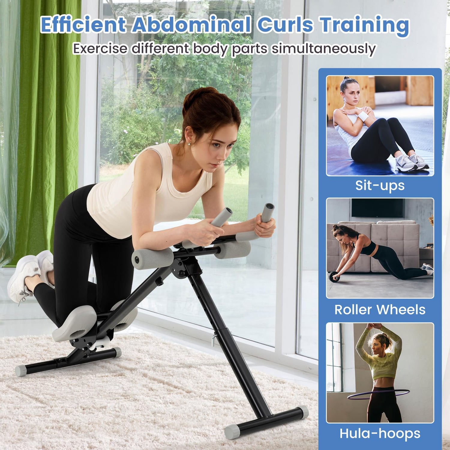 GYMAX Ab Workout Equipment Adjustable Ab Machine for Whole Body Home Exercise