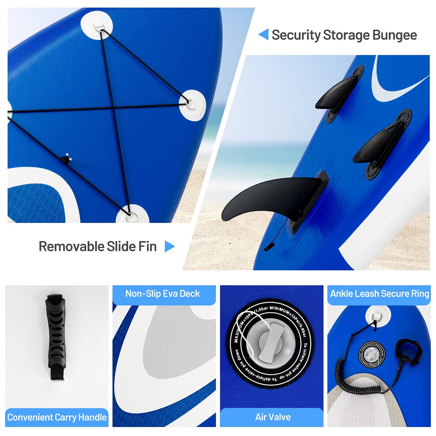 GYMAX Inflatable Stand Up Paddle Board, 6” SUP with Premium Complete Accessories for All Skill Level