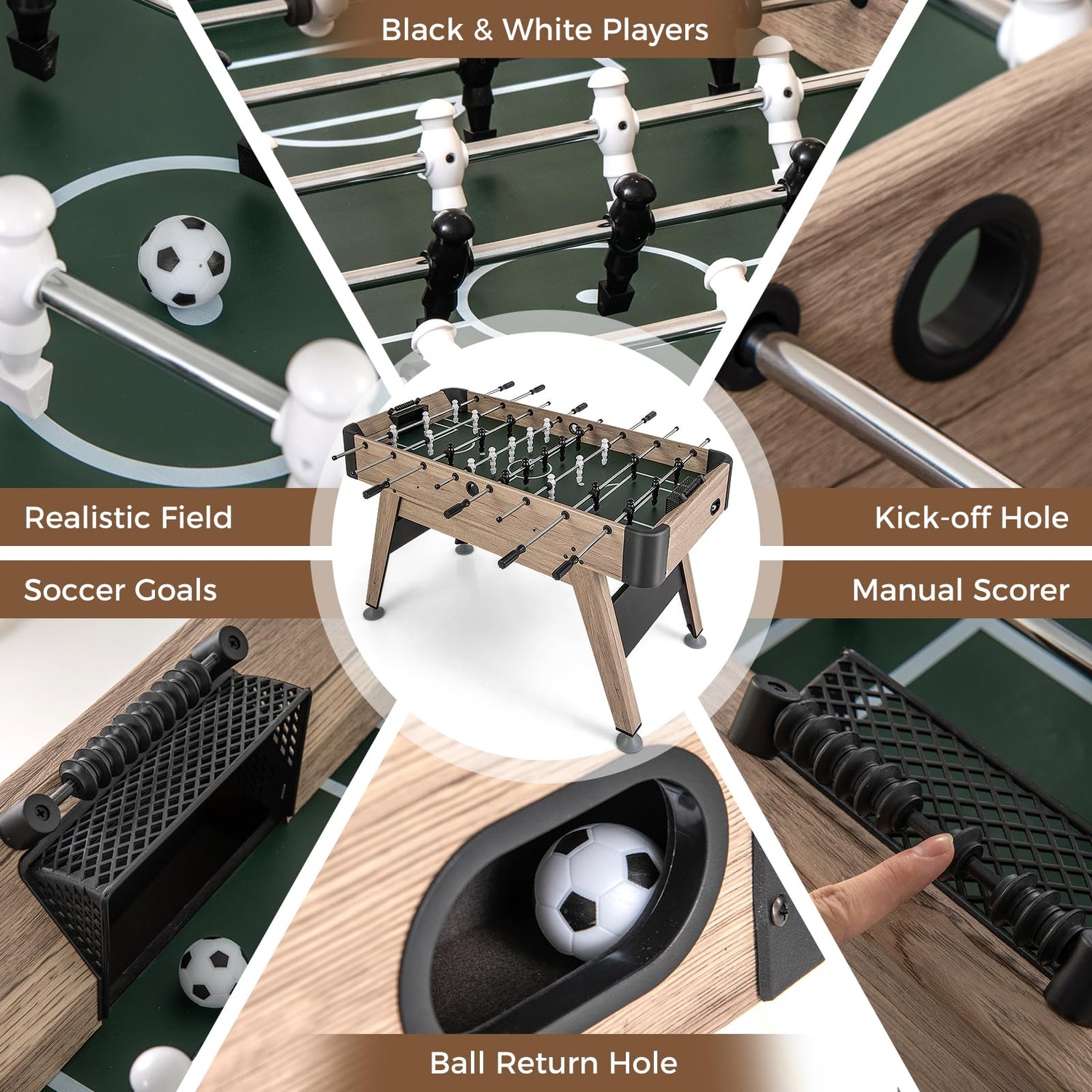 GYMAX  54 Inch Full Size Soccer Table Game with 2 Balls