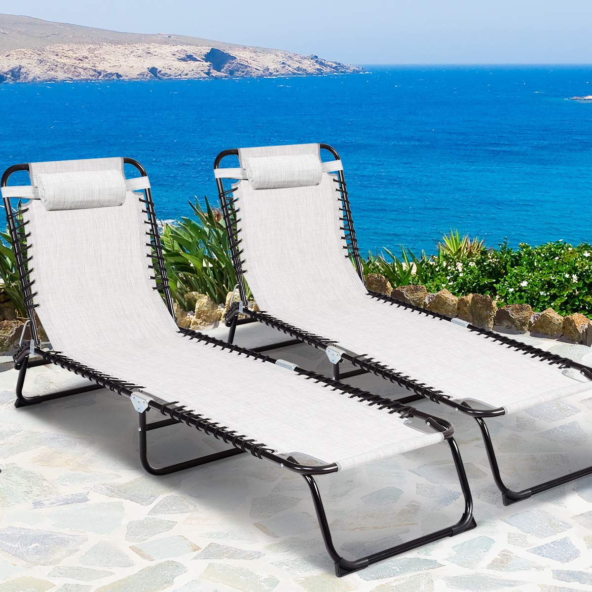 Folding Beach Chair with 3-Position Adjustable