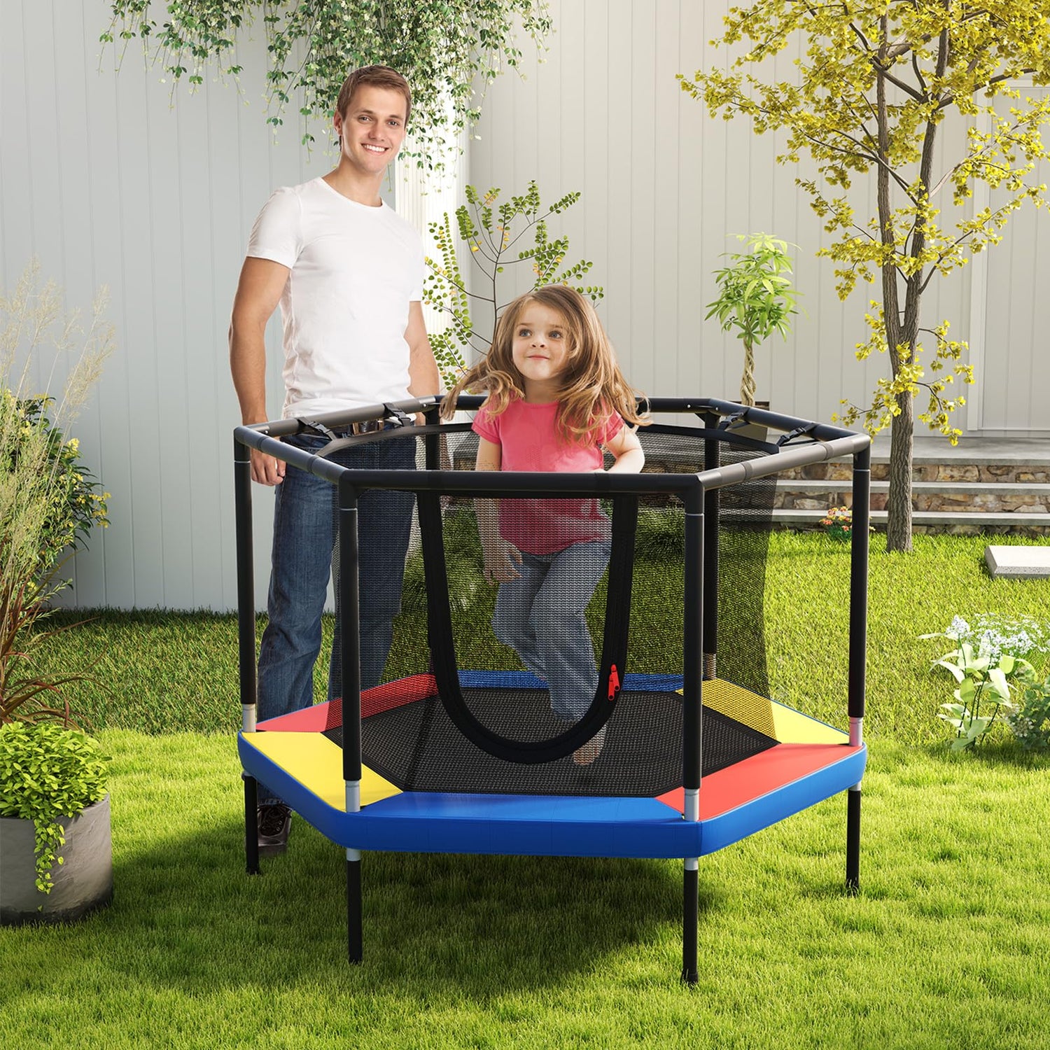 GYMAX Trampoline for Kids 48” ASTM Approved Trampoline
