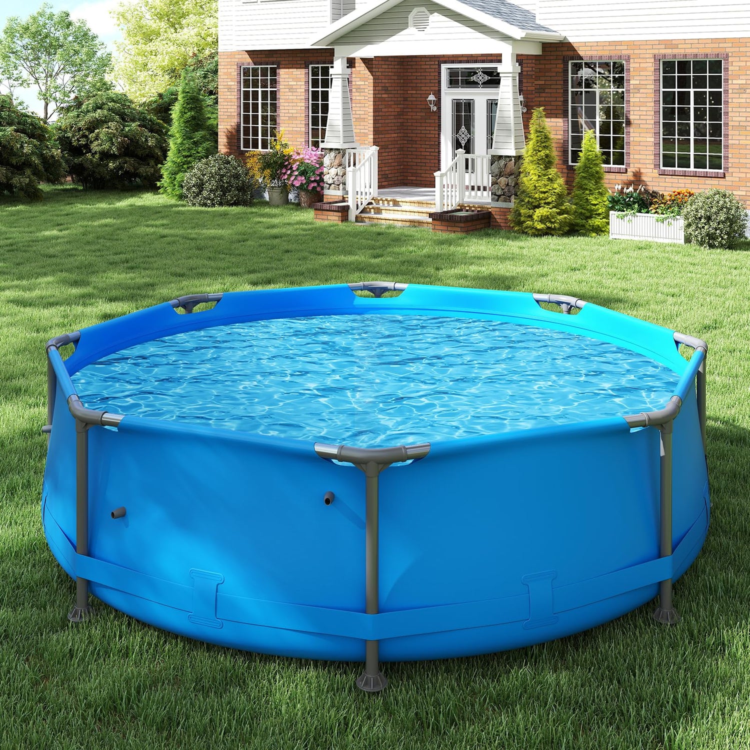 GYMAX Metal Frame Above Ground Swimming Pool