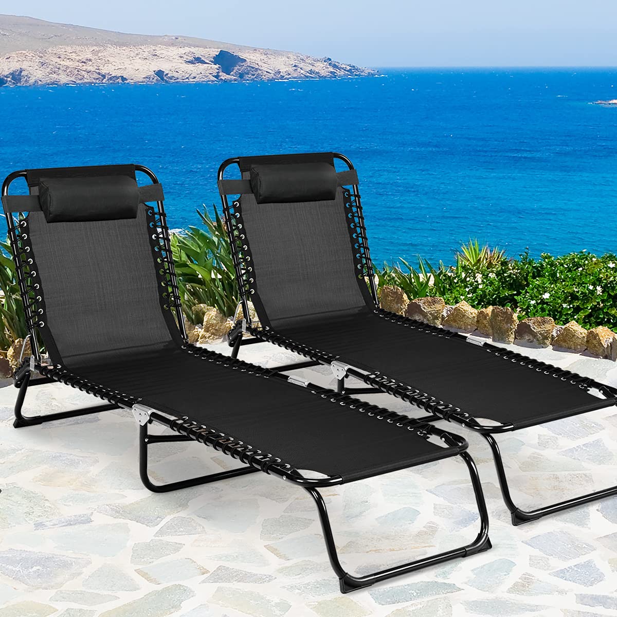 3-Level Adjustable Lounge Chair with Detachable Pillow