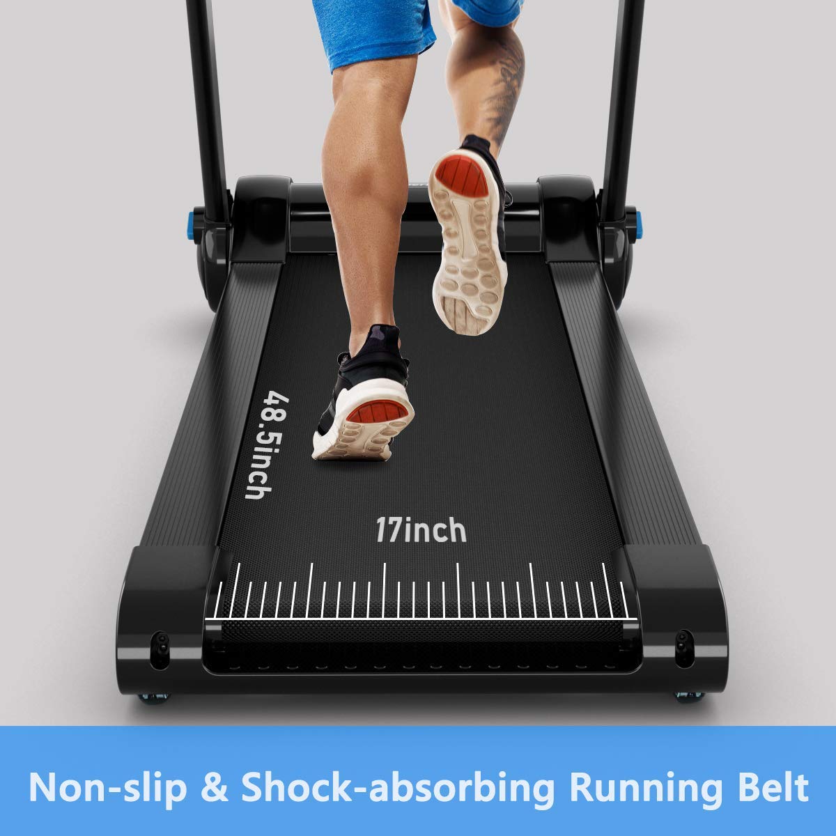 GYMAX Folding Treadmill, Electric Motorized Running Walking Machine with Heart Rate Sensor