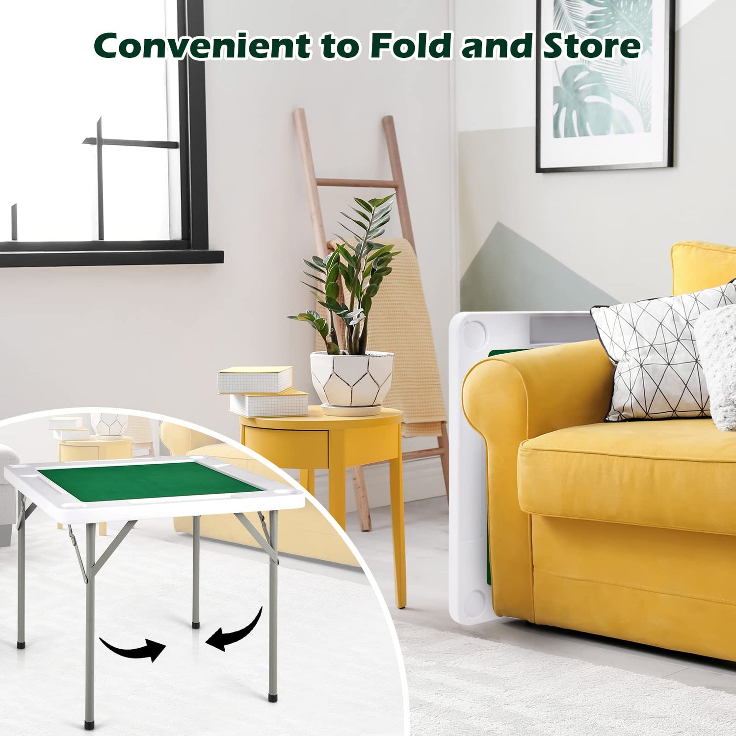 GYMAX  Folding Square 4 Player Card Table