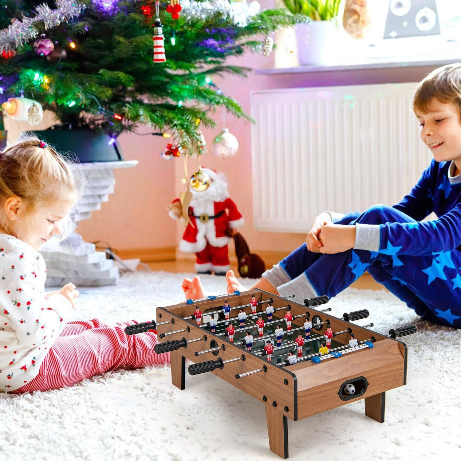 GYMAX Tabletop Foosball Game, 27” Mini Foosball Table with 2 Balls & Score Keeper