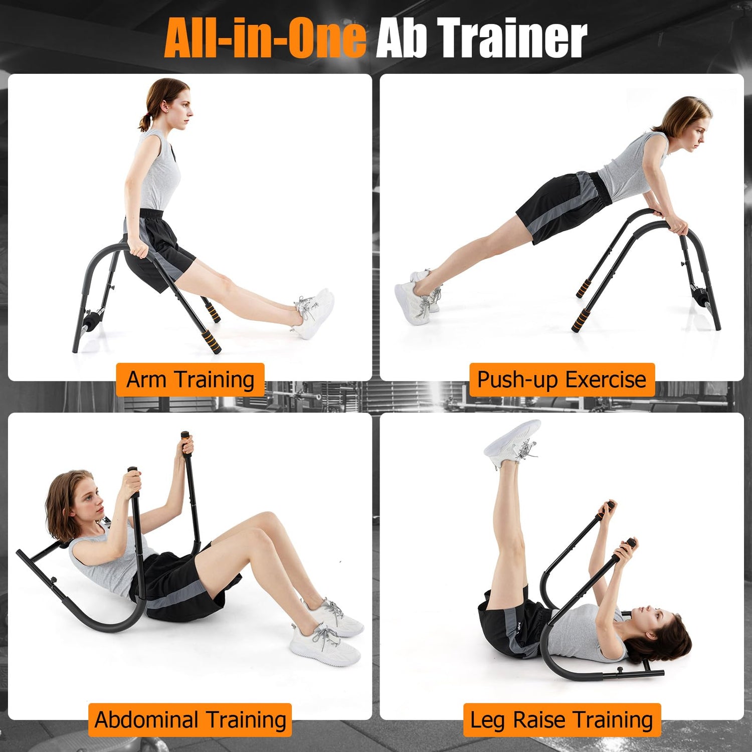 GYMAX Ab Machine, 330lbs Ab Cruncher for Stomach Workout with Head Protector, Padded Grips & Foam Edge