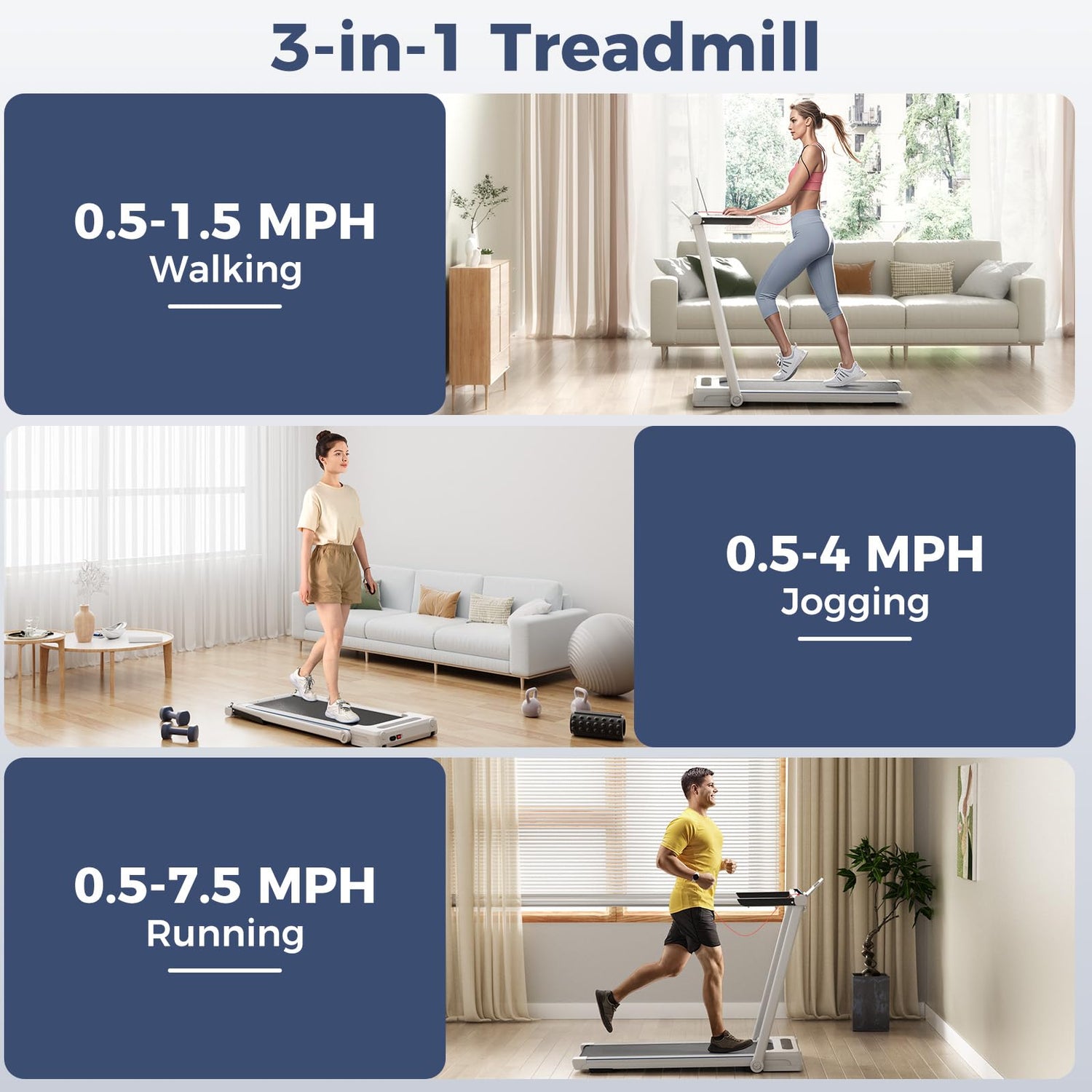GYMAX Walking Pad Treadmill, 3 in 1 Folding Treadmill with Removable Desktop, Remote & 12 Preset Programs