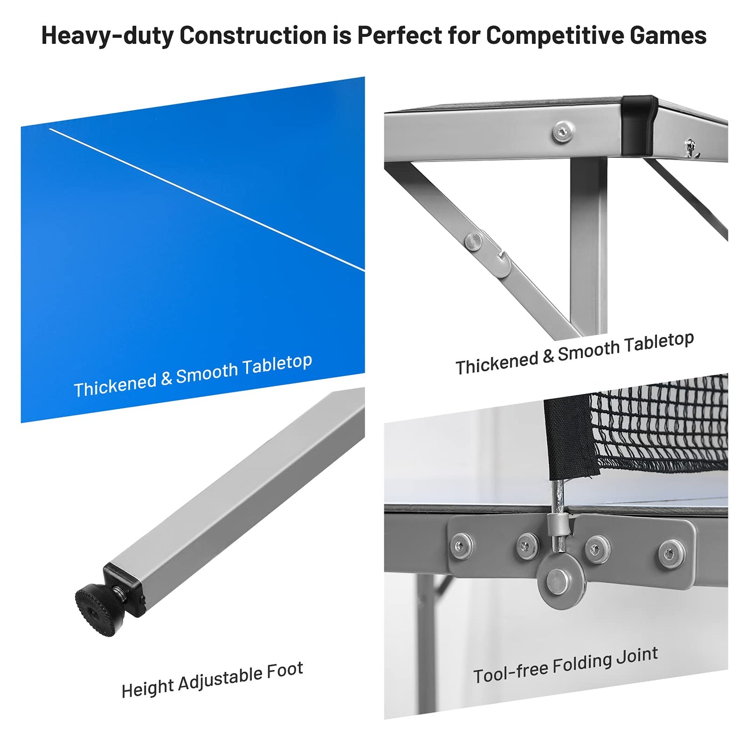 GYMAX Folding Table Tennis Table Set with Removable Net
