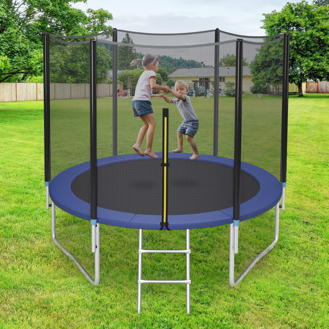 GYMAX Trampoline, 8FT 10FT 12FT 14FT 15FT 16FT Recreational Trampolines w/Safety Enclosure Net & Ladder - ASTM Certificated