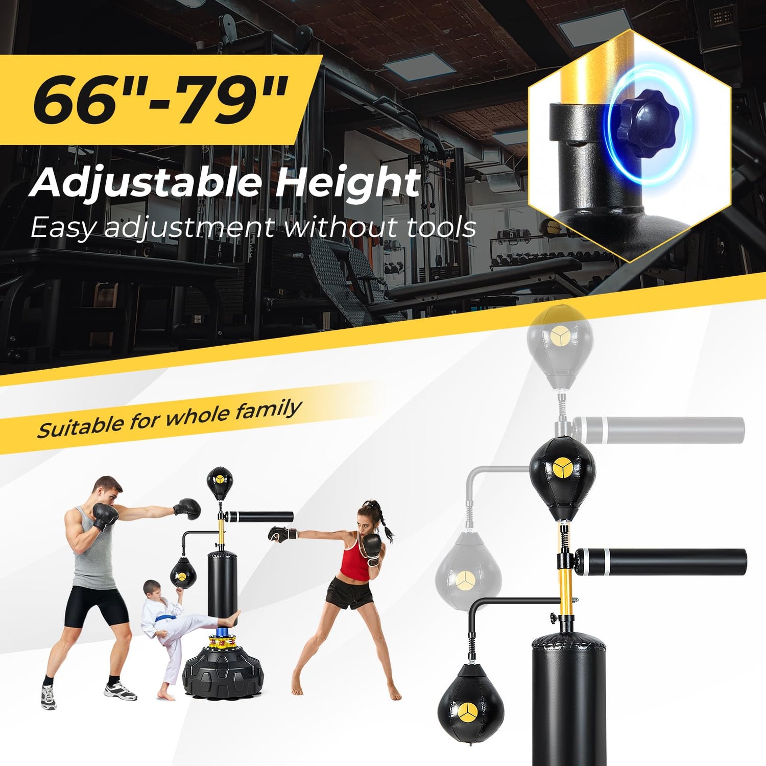 Freestanding Boxing Bag Trainer with 2 Speed Balls