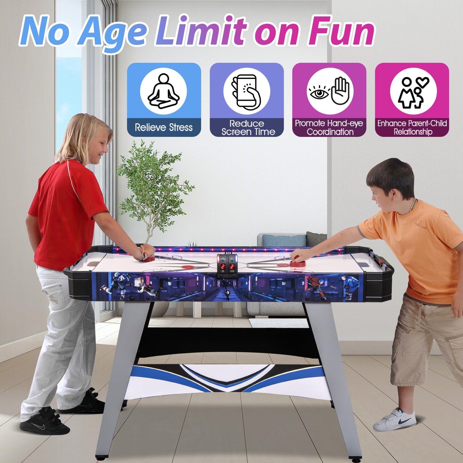 GYMAX Air Hockey Table 54 Inch Arcade Style Air Hockey Game Table