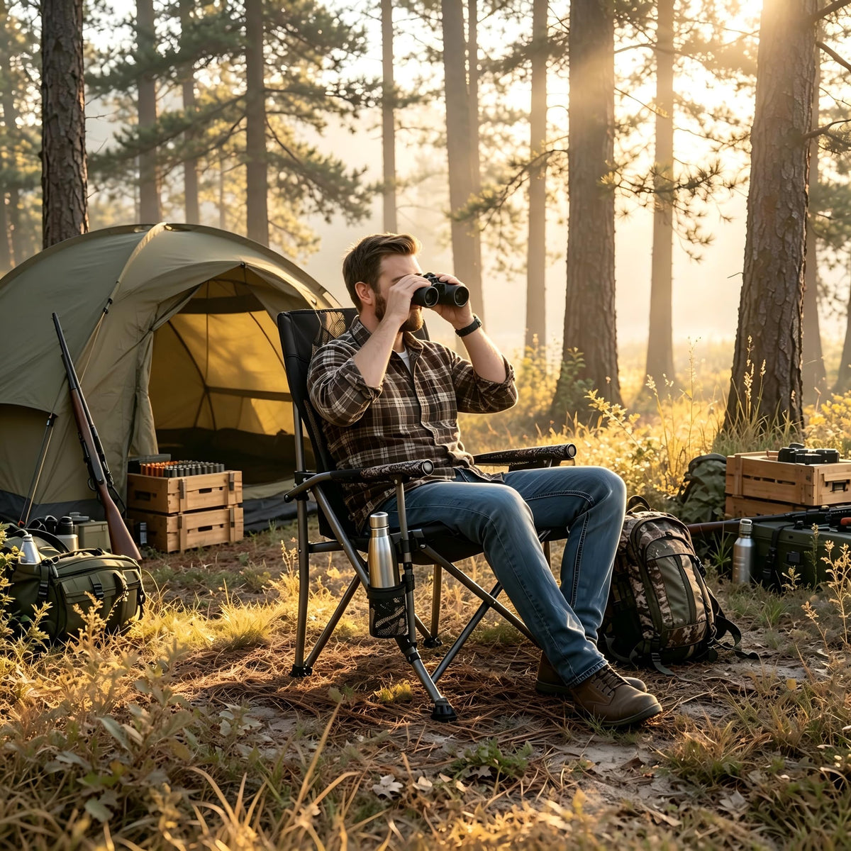 GYMAX Folding Hunting Chair Portable Camping Chair 400LBS