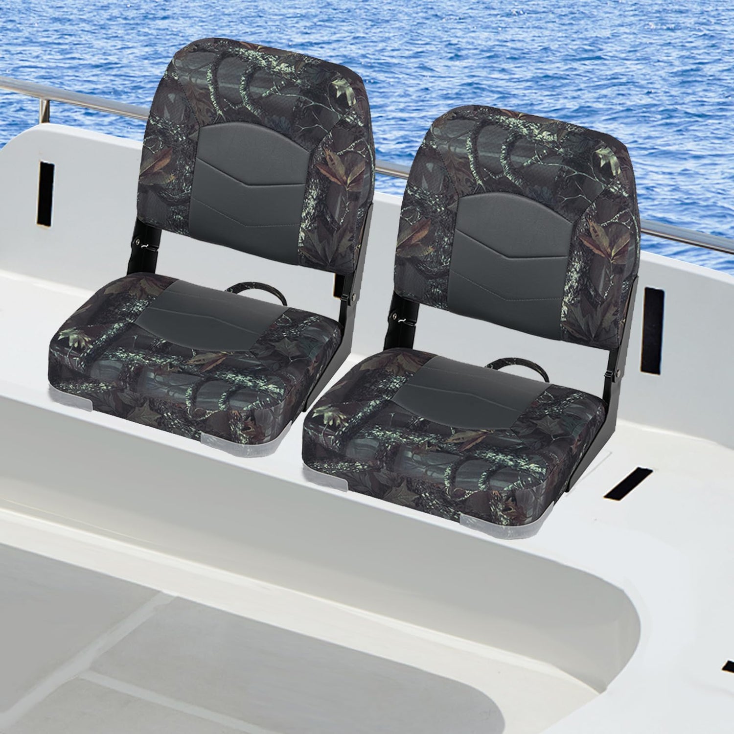 GYMAX Boat Seats Fold-Down Captain Chairs