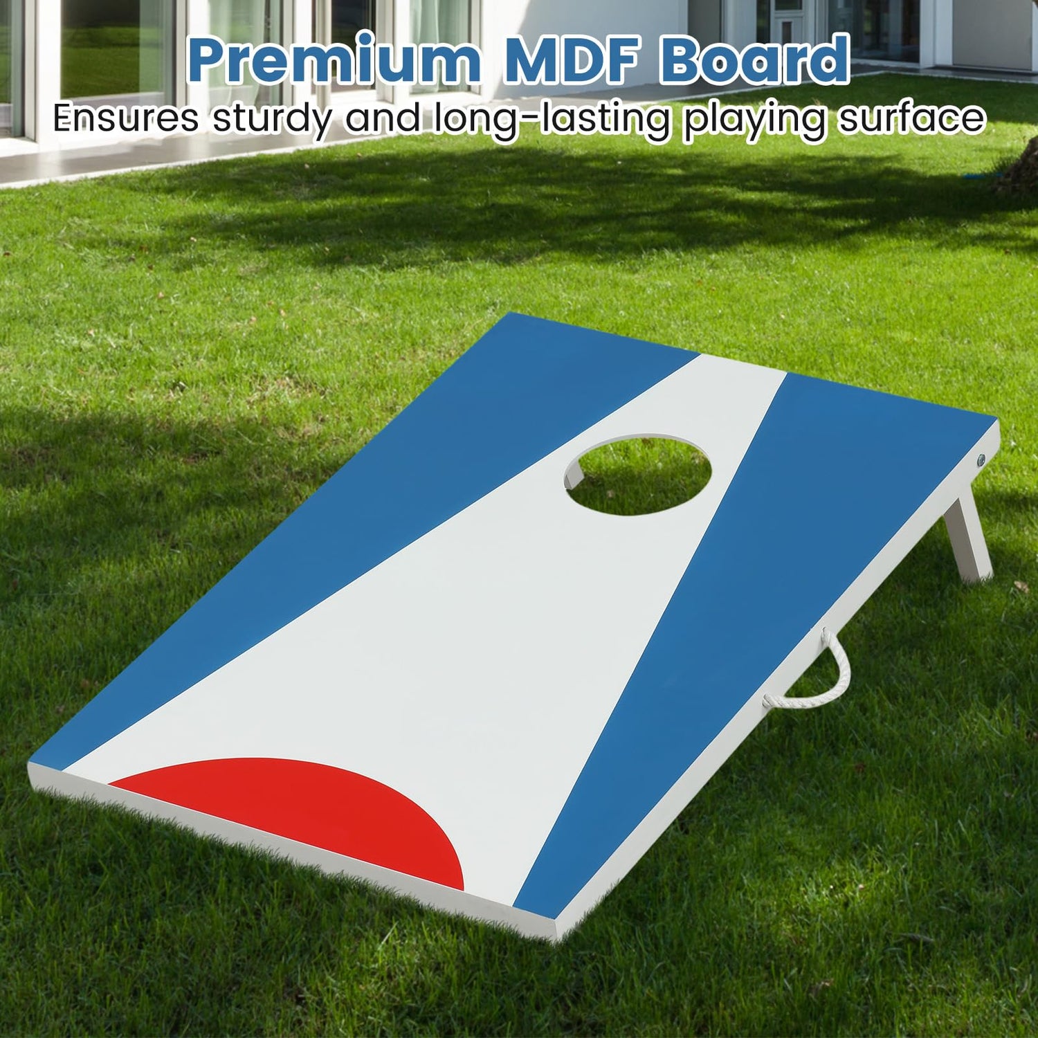 GYMAX 3 x 2FT Cornhole Board Set Portable Cornhole Board w/Foldable Legs & Side Handle