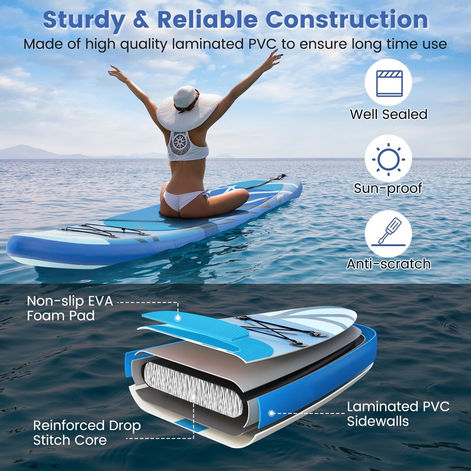 GYMAX Paddle Board, 9.8'/10'/11' x 6" Inflatable Stand Up Paddle Board with SUP Accessories