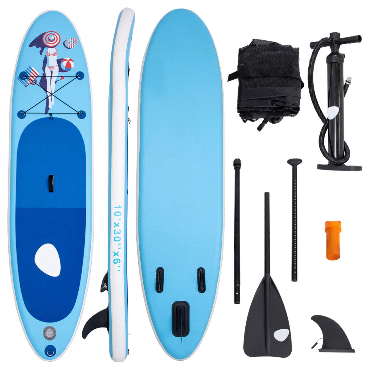 Gymax Stand Up Paddle Board, 6" Thick Inflatable Universal SUP Wide Stance