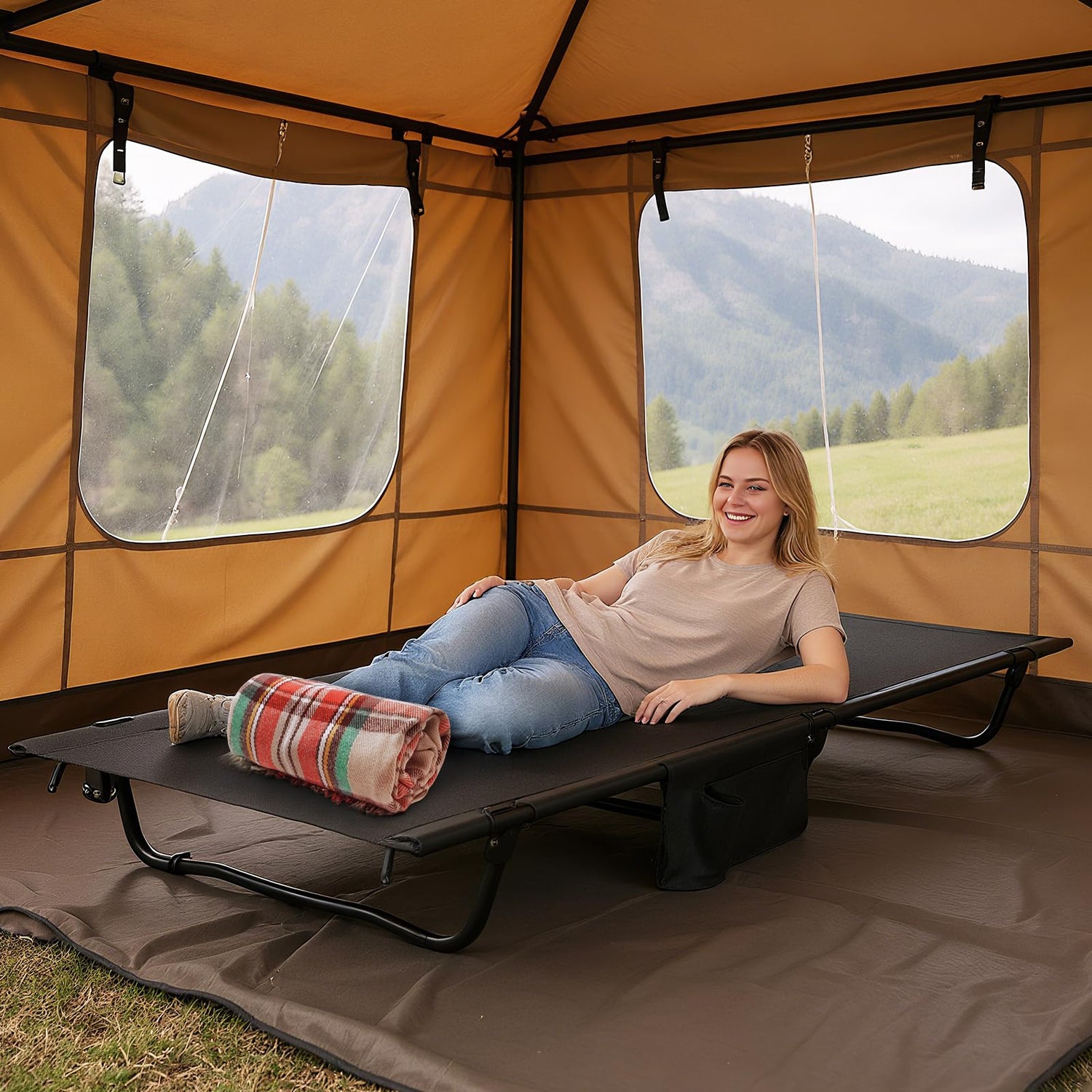 GYMAX Ultralight Camping Cot for Adults Portable Folding Camping Bed