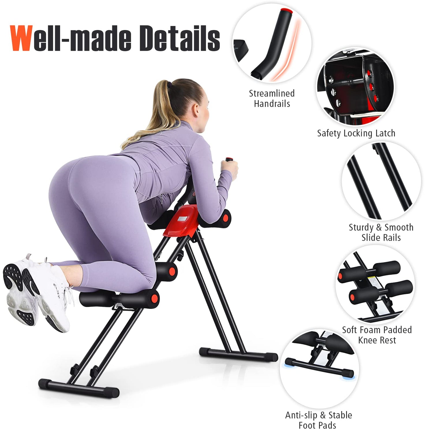GYMAX Ab Machine, Abdominal Fitness Trainer with 3 Adjustable Resistance & LCD Monitor