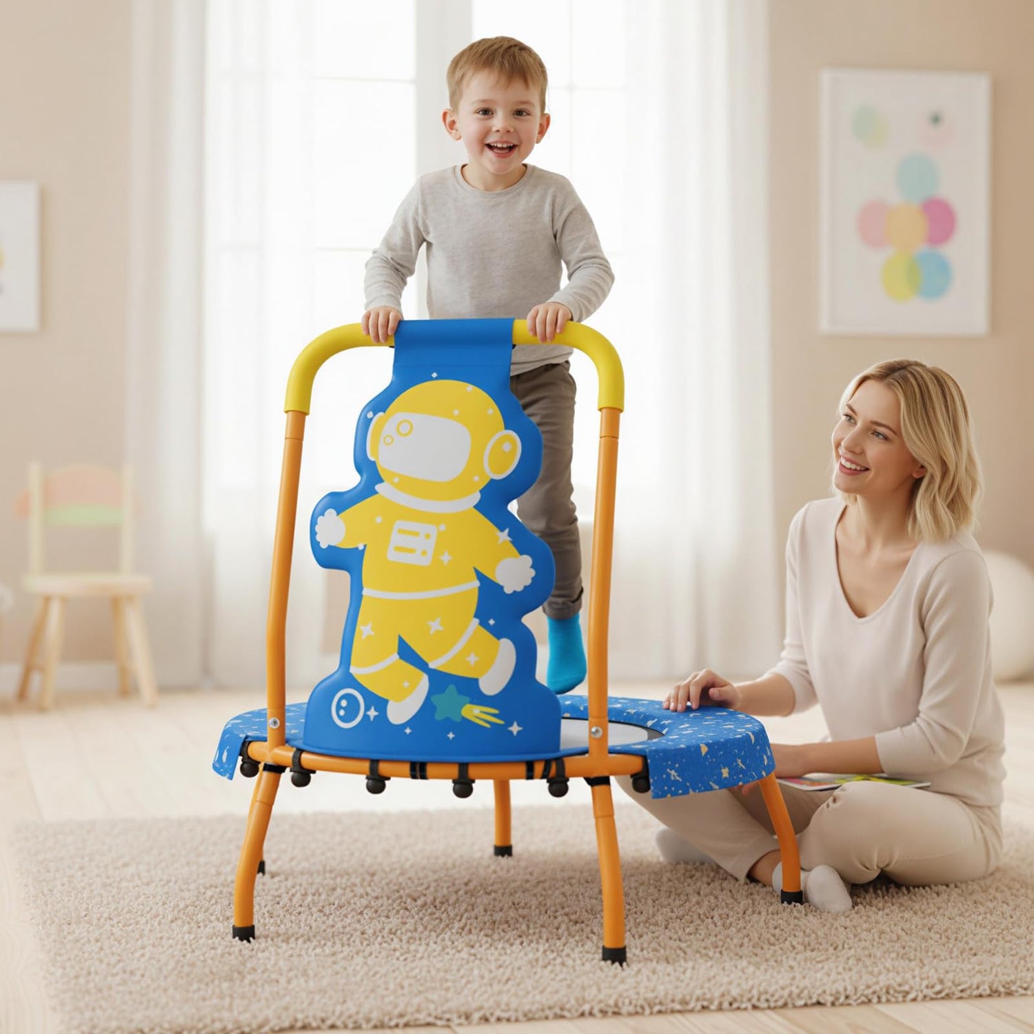 Toddler Trampoline ASTM Certified Mini Kids Trampoline with Foam Padded