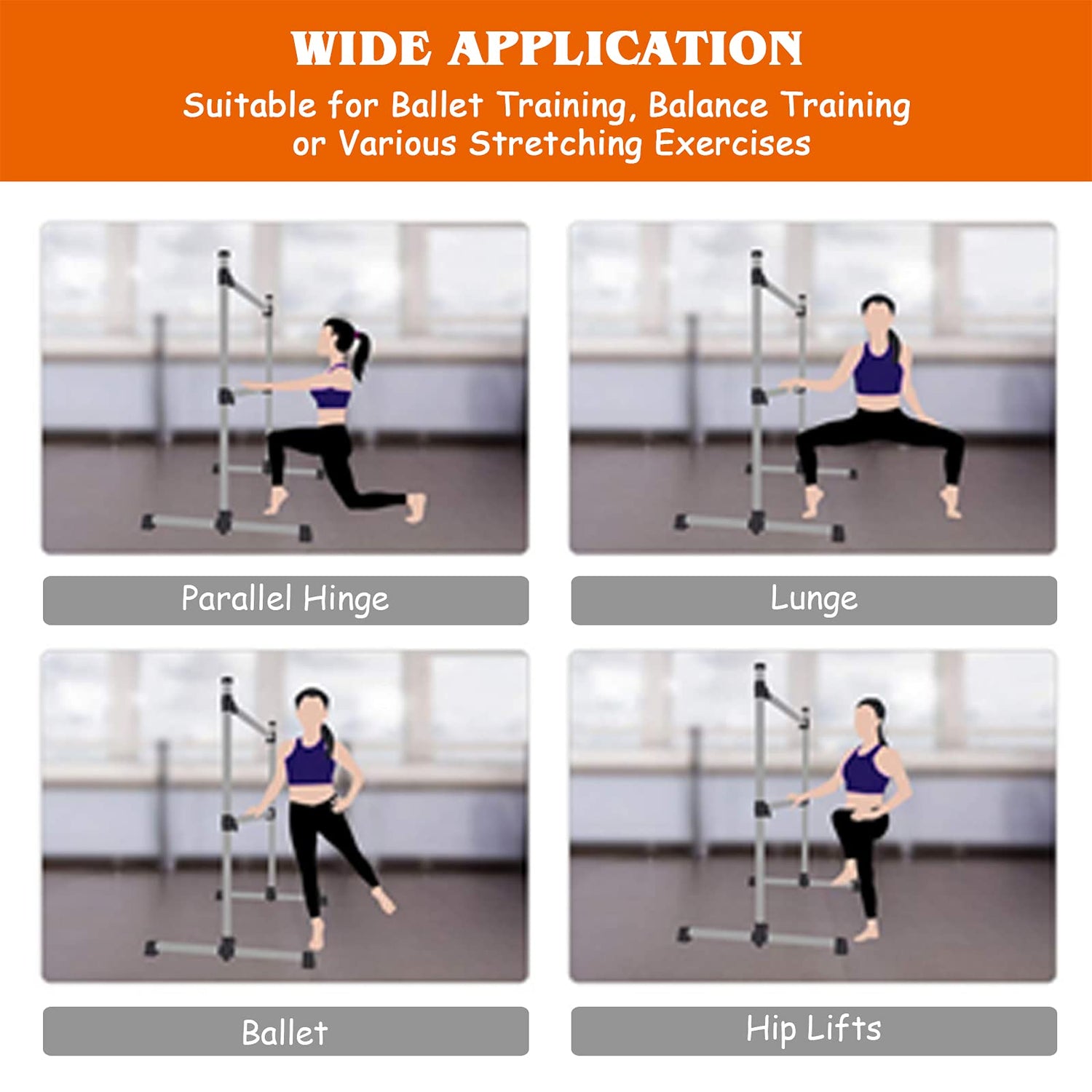 GYMAX Portable Ballet Barre, 4 Feet Folding Height Adjustable Ballet Bar with Anti-Skip Pad