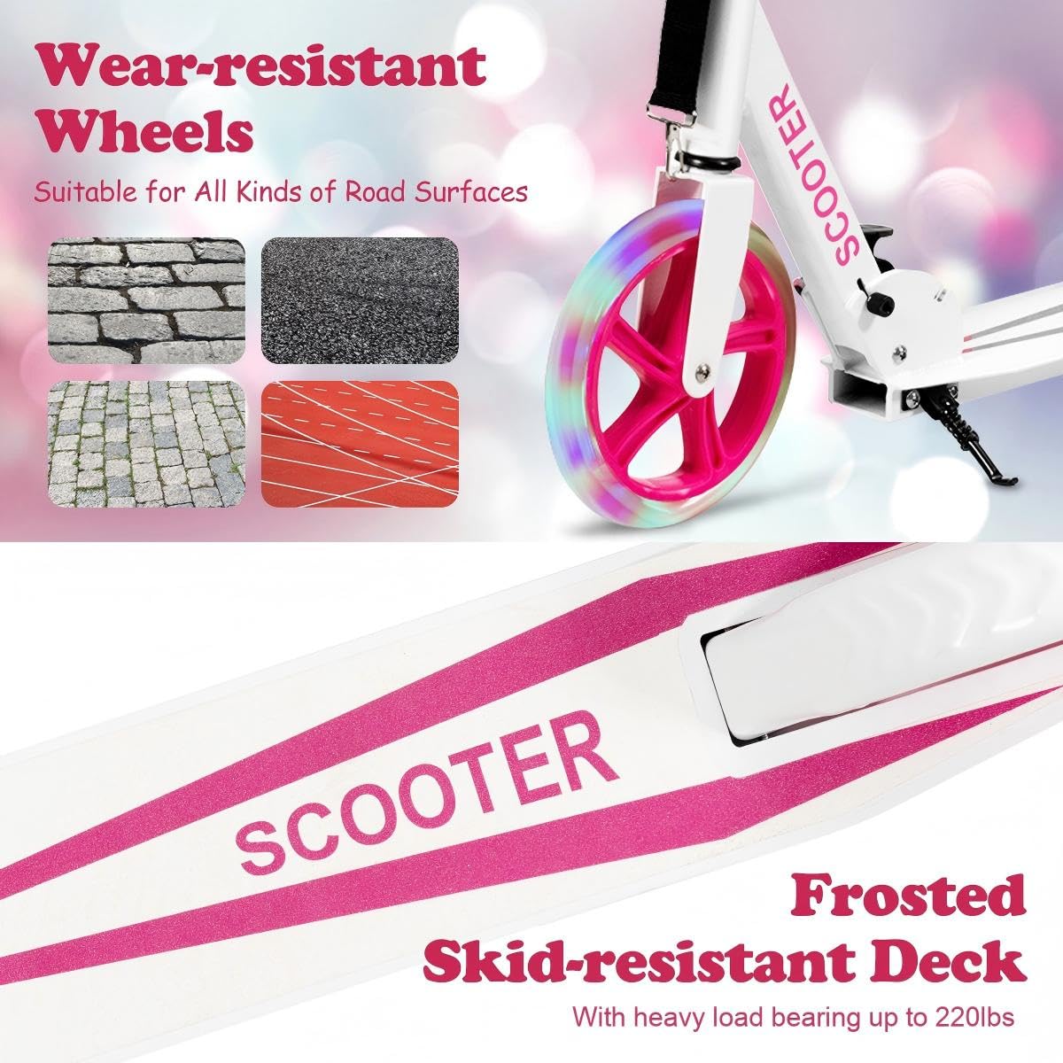 GYMAX Scooter for Adults 220LBS Folding Aluminum Scooters