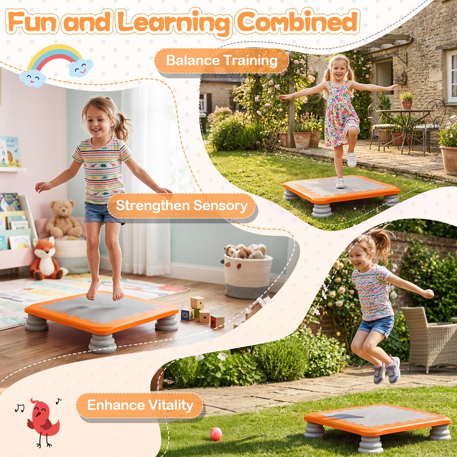 GYMAX Mini Trampoline 220 LBS Bounce Board
