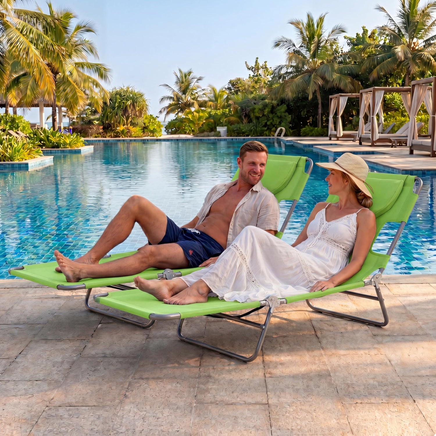 GYMAX Tanning Chair 330lbs Beach Chairs with Face Hole(1/2)