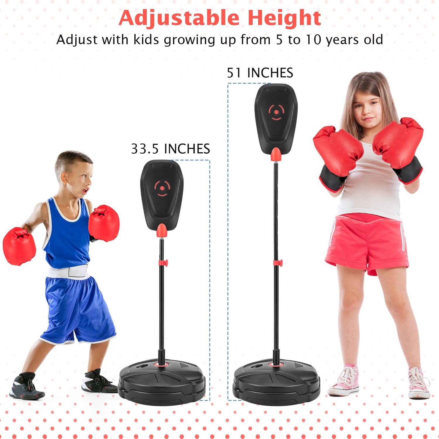 Easy Assembly Inflation Free Punching Bag for Kids with Boxing Gloves
