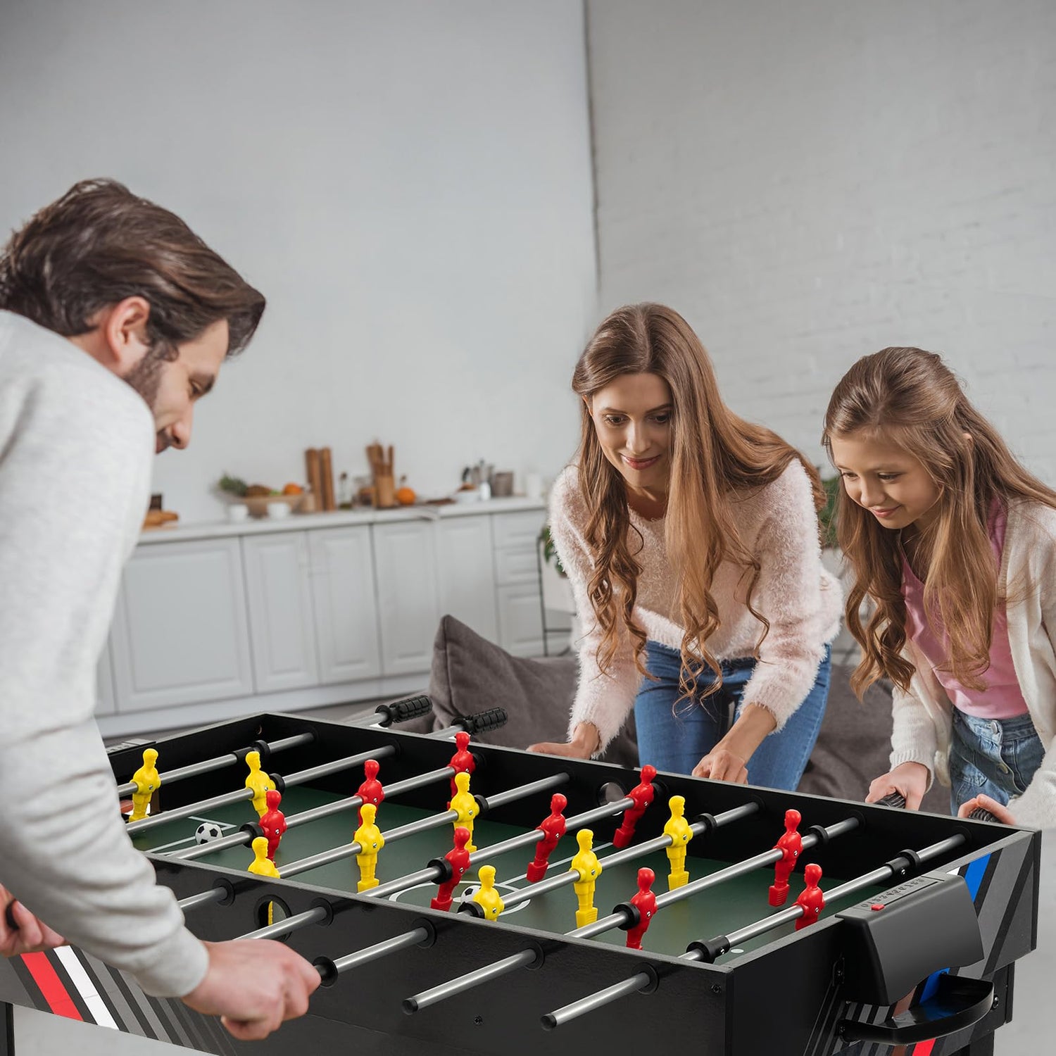 GYMAX 49" Multi Game Table, 4 in 1 Game Table with Foosball Table, Pool Billiards, Air Hockey & Table Tennis