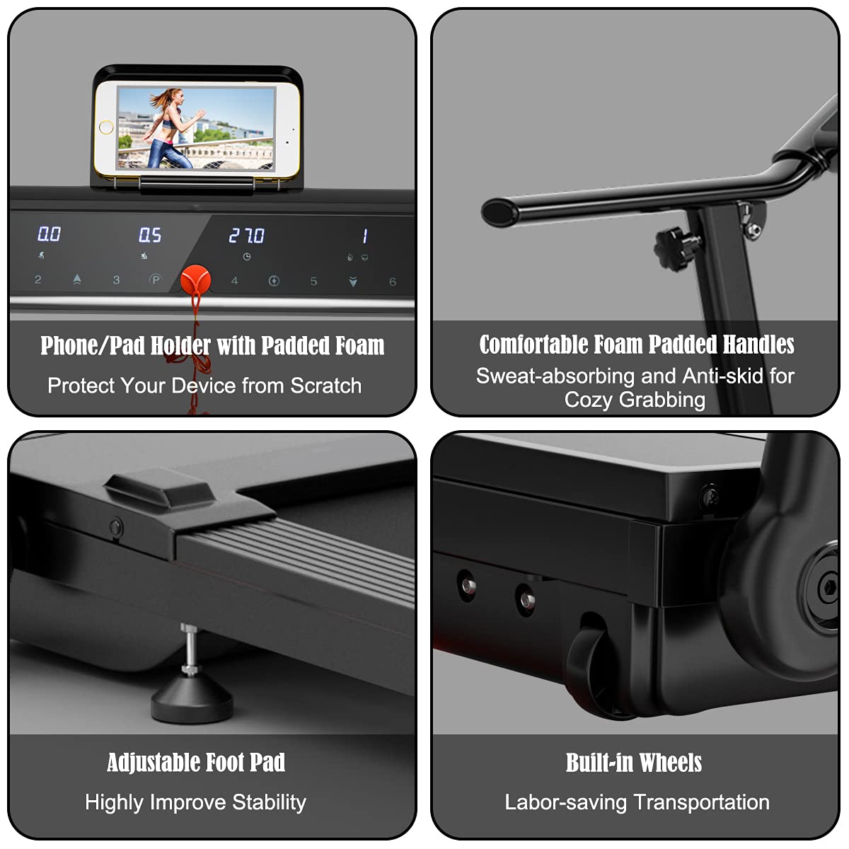 Electric Running Machine with LED Touch Screen and 12 Preset Programs