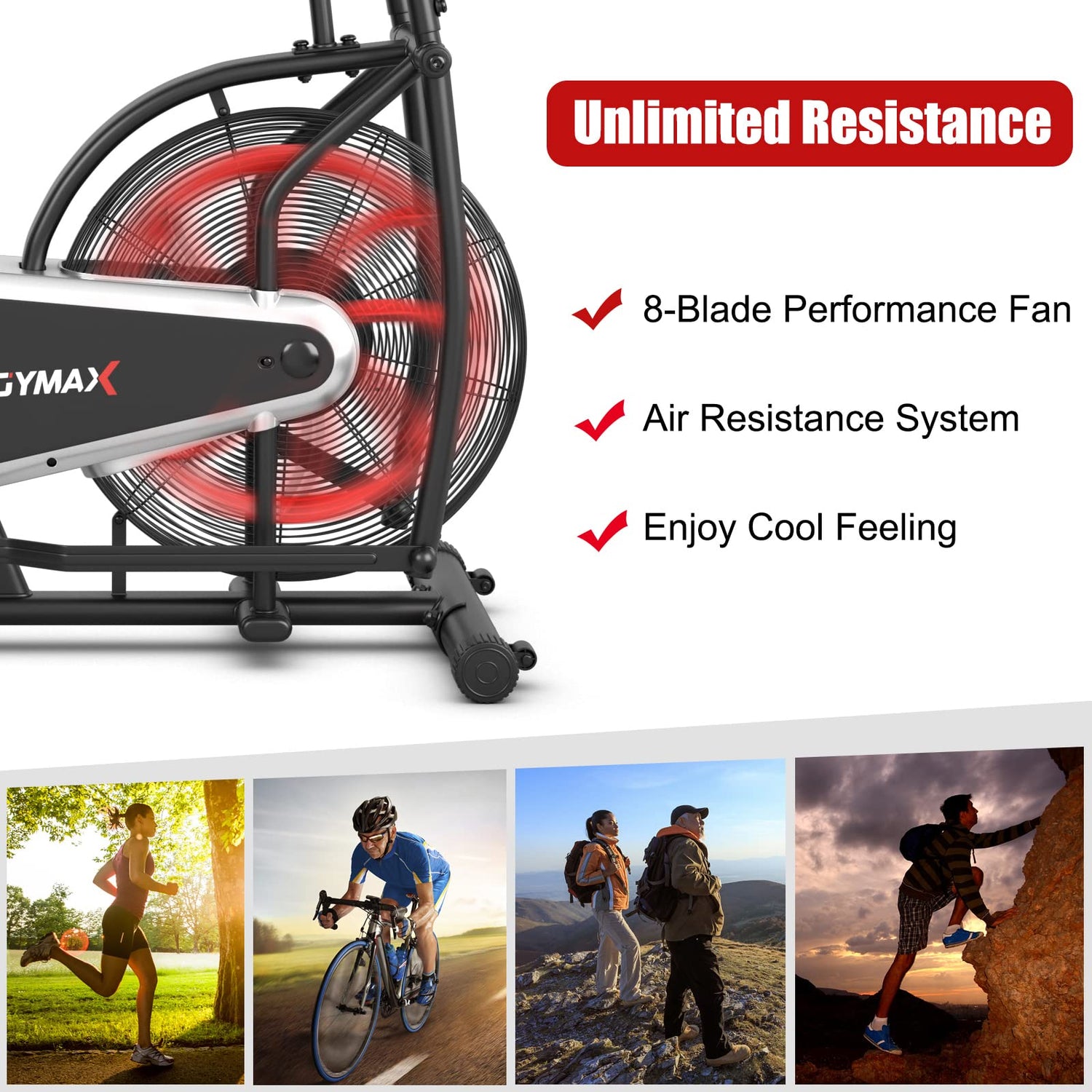 GYMAX Fan Bike（ with LCD Monitor）