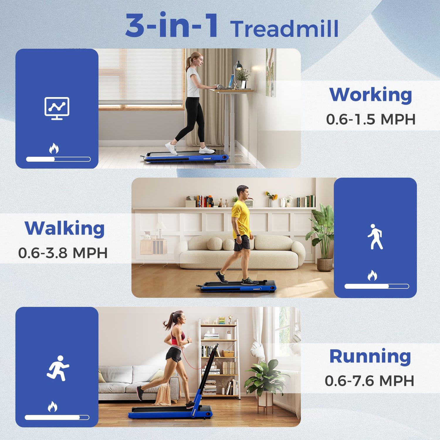 GYMAX Walking Pad Treadmill 3HP Under Desk Treadmills with 340LBS Capacity