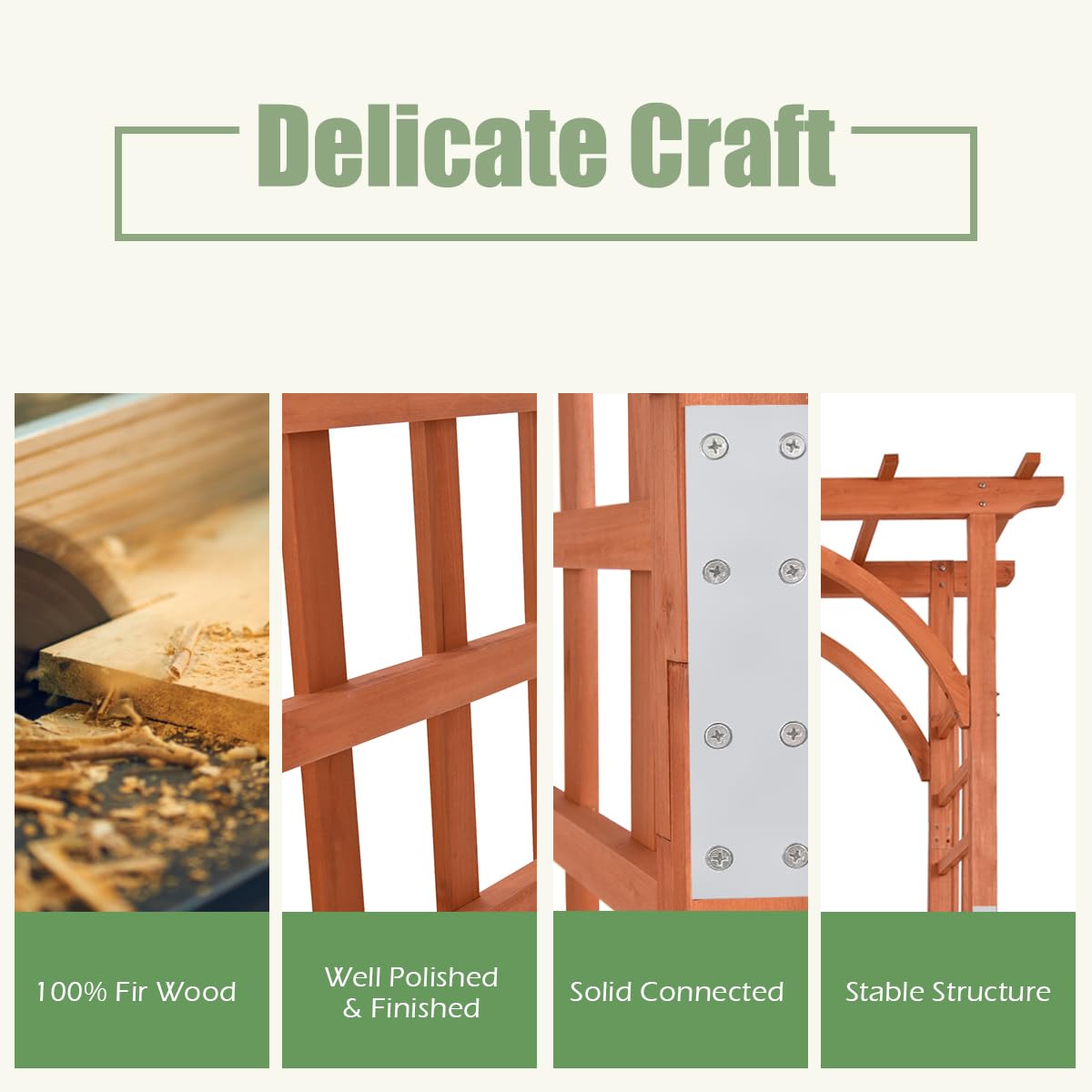 GYMAX Wood Arbor Arch 85" Garden Archway Arch Lattice Trellis Pergola