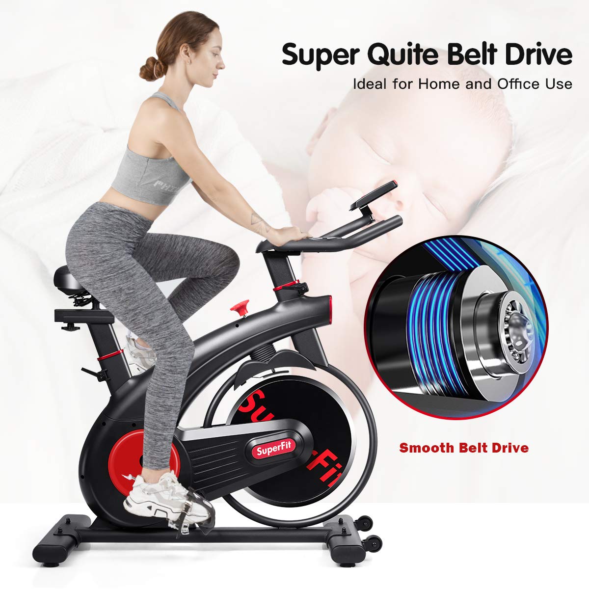 GYMAX Indoor Exercise Cycling Bike, Stationary Bike with 20lbs Steel Flywheel & Heart Rate Monitor