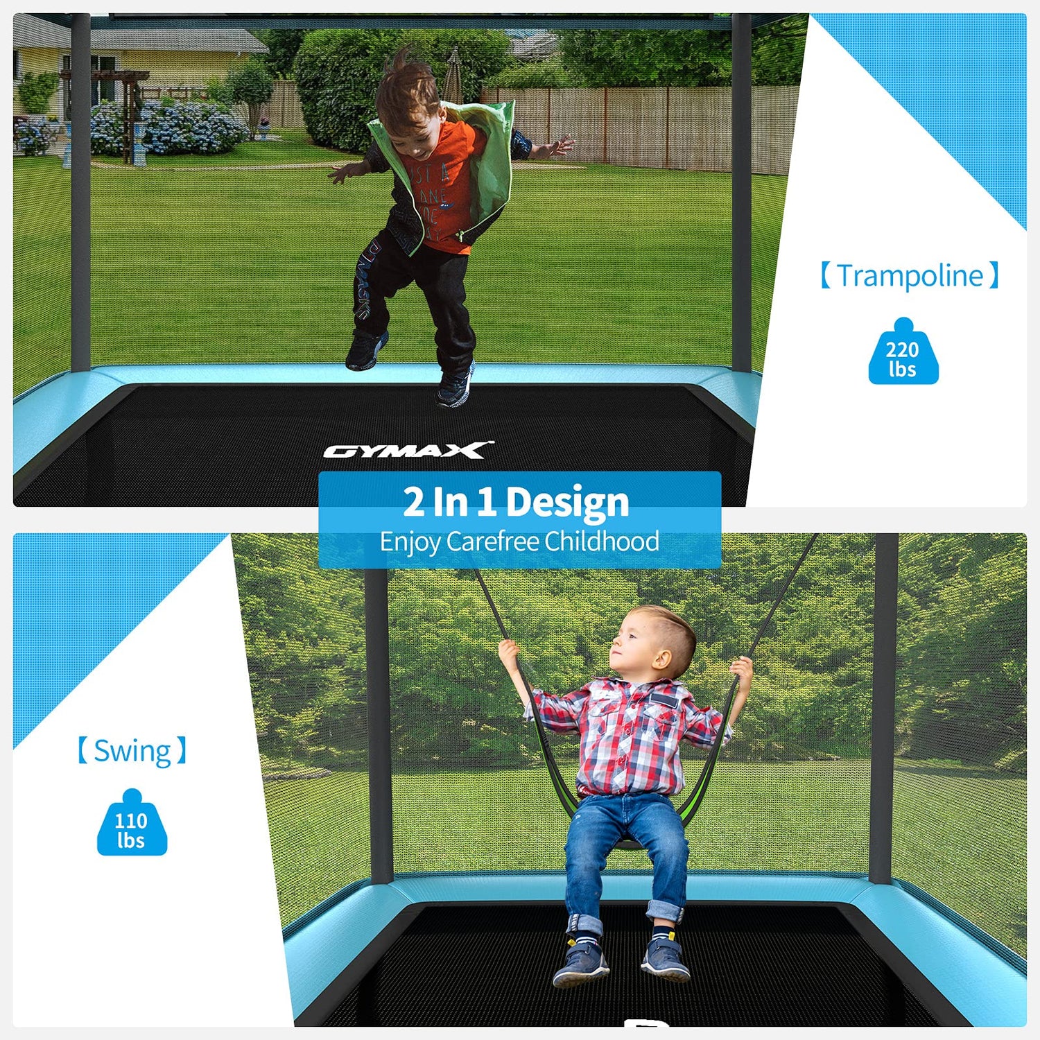 GYMAX Trampoline for Kids, 6FT Toddler Trampoline with Swing & Enclosure Safety Net