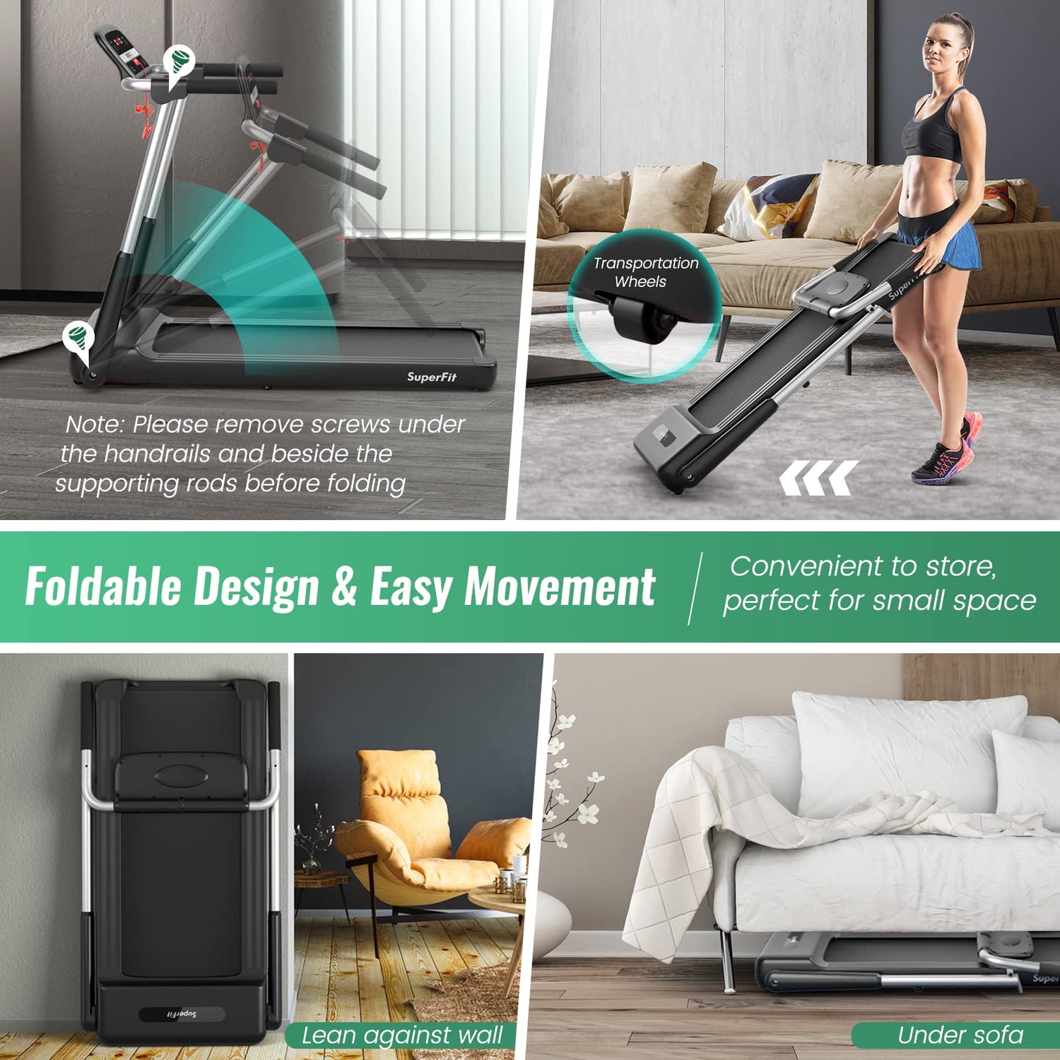 GYMAX Foldable Treadmill, 2.25HP Portable Treadmill with App Control & LED Monitor